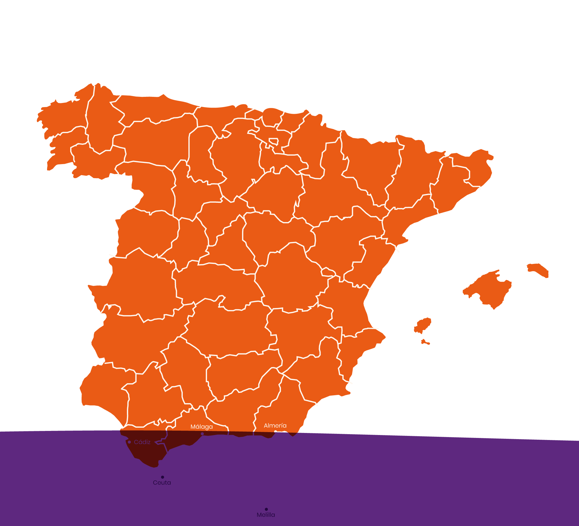 Mapa de España para el eclipse del 2 de agosto de 2027