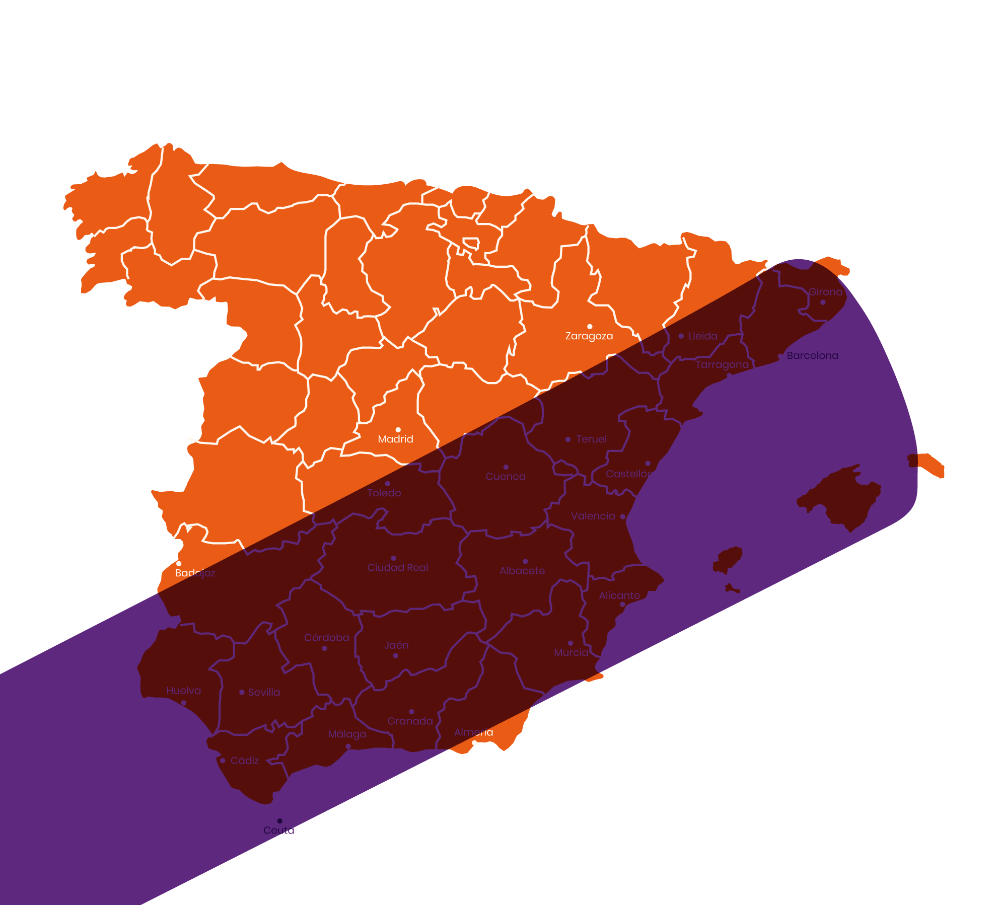 Mapa de España para el eclipse del 26 de enero de 2028